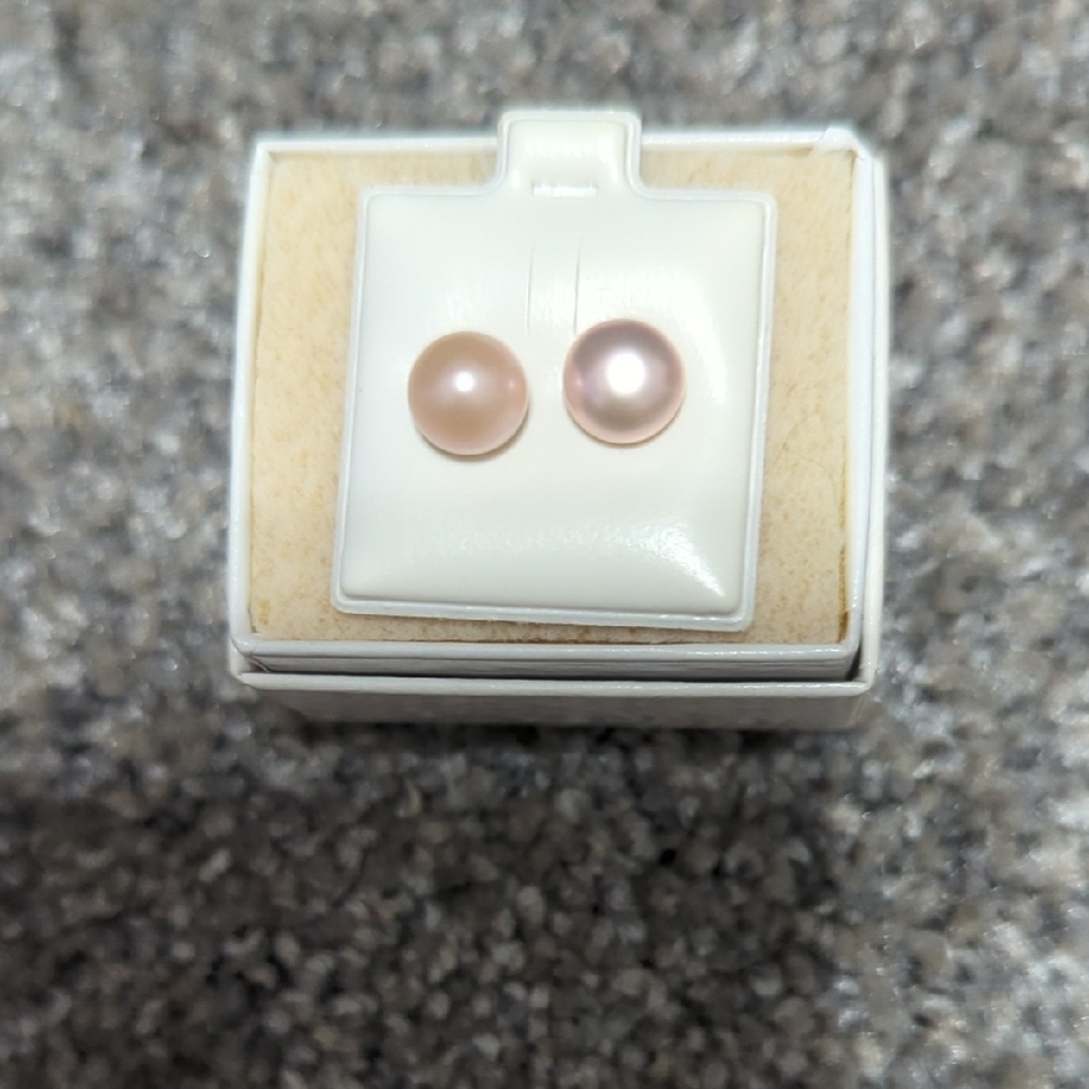 Pink Pearl Stud Earrings